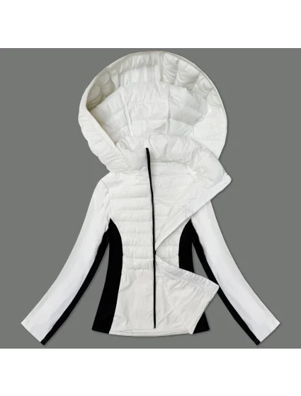 Bílá dámská bunda z různých spojených materiálů model 21005379 - J.STYLE