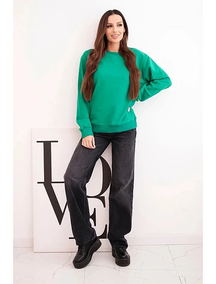 Dámská mikina s model 21494939 výstřihem basic z bavlny světle zelená - K-Fashion