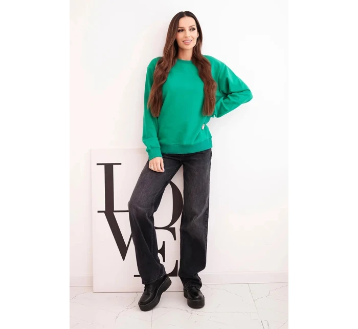 Dámská mikina s model 21494939 výstřihem basic z bavlny světle zelená - K-Fashion