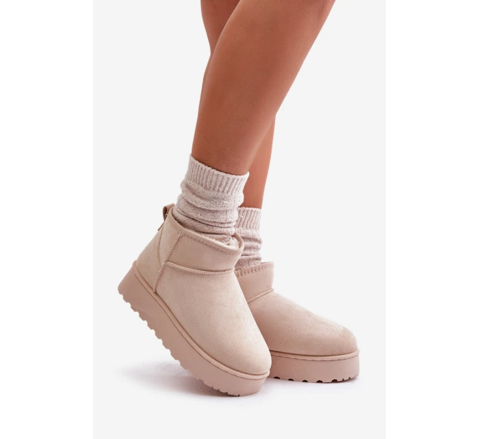 Dámské Sněhule Na Platformě Zateplené Kožíškem Světle Béžové model 21672090 - Boto Dámské Sněhule Na Platformě Zateplené Kožíškem Světle Béžové model 21672090 - Boto