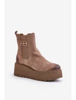 Zazoo 60498 Dámské Botky Chelsea Na Platformě A Klínu Černé