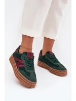 Sametové dámské tenisky na platformě Zelené model 21710188 - Boto Sametové dámské tenisky na platformě Zelené model 21710188 - Boto