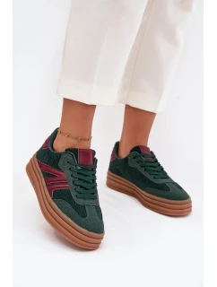 Sametové dámské tenisky na platformě Zelené model 21710188 - Boto