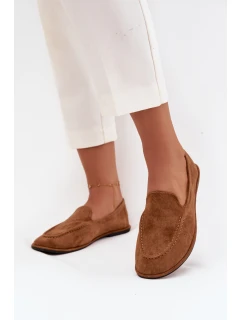 Dámské mokasíny z eko semiše ploché Camel Miryelle