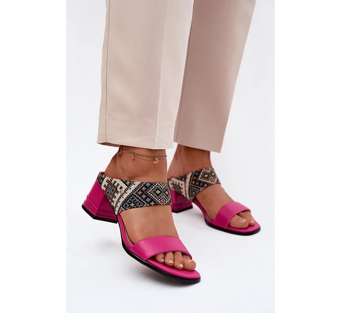 Kožené vzorované dámské sandály na podpatku model 22123121 - Maciejka