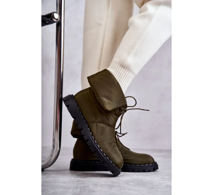 Dámské zateplené kozačky Zelené Emelie