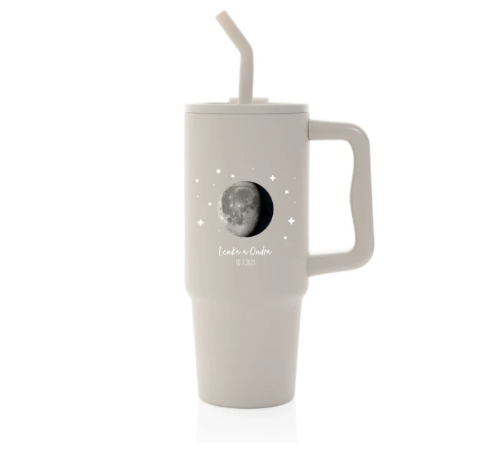 Personalizovaná termoska s barevným víčkem s měsíční fází 