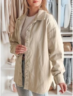 Dámská přechodná košilová bunda oversize KOSMOJACK j.beige FashionStreet TY4842