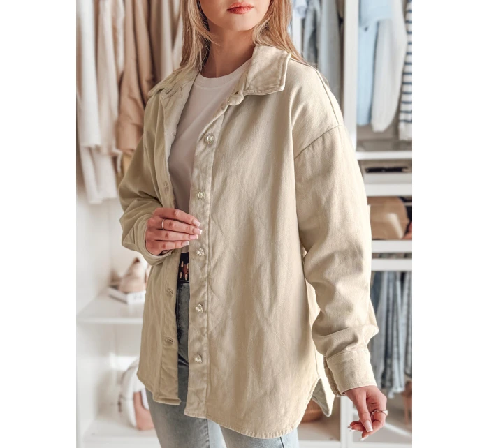 Dámská přechodná košilová bunda oversize KOSMOJACK j.beige FashionStreet TY4842
