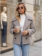 Dámský krátký dvouřadý kabát v béžové barvě FashionStreet NY0813 Dámský krátký dvouřadý kabát v béžové barvě FashionStreet NY0813