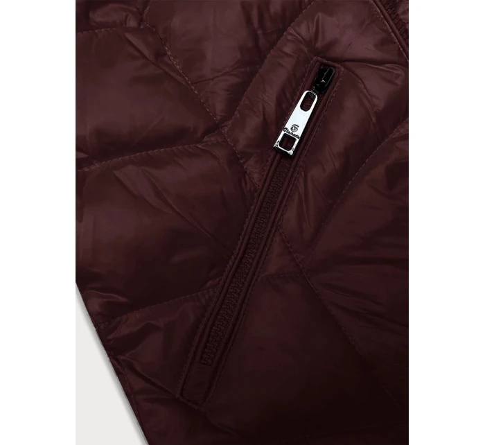 Prošívaná dámská bunda ve vínové bordó barvě s kapucí pro přechodné období model 21247231 - Glakate
