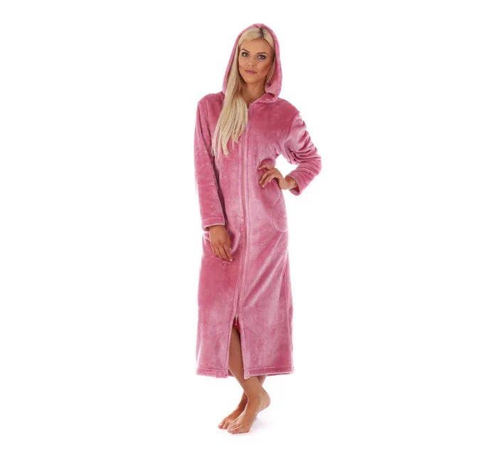 Dámský župan Siena s kapucí na zip 3656 starorůžová - Vestis