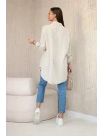 Bavlněná mušelínová košile oversize tmavě béžová Bavlněná mušelínová košile oversize tmavě béžová