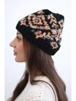 Dámská zimní vlněná čepice s ozdobnými krystalky K399 černá