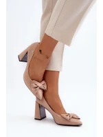 Loděnky Na Podpatku S Mašlí Beige Ariemessa