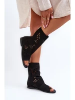 Zazoo 3437 Dámské Semišové Sandály S Hřebínkem Na Zip Černé Zazoo 3437 Dámské Semišové Sandály S Hřebínkem Na Zip Černé