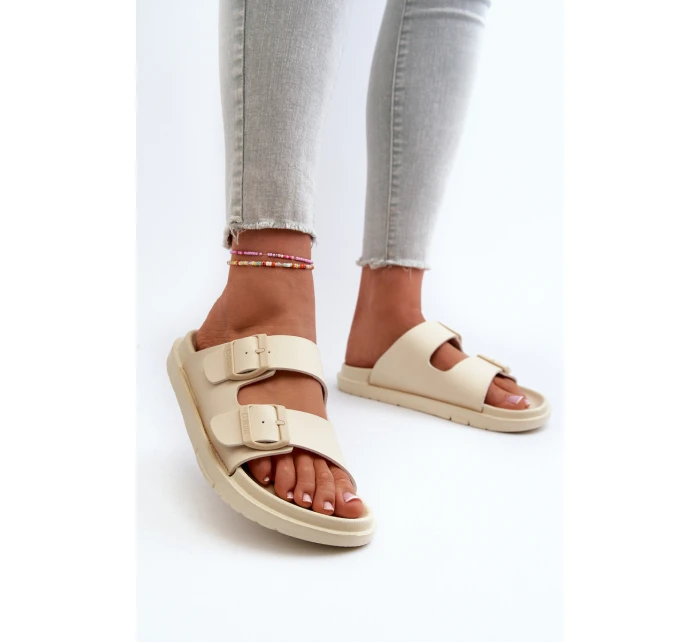 Lehké Pěnové Dámské Žabky S Big Star Béžové model 21660703 - Big Star Shoes Lehké Pěnové Dámské Žabky S Big Star Béžové model 21660703 - Big Star Shoes