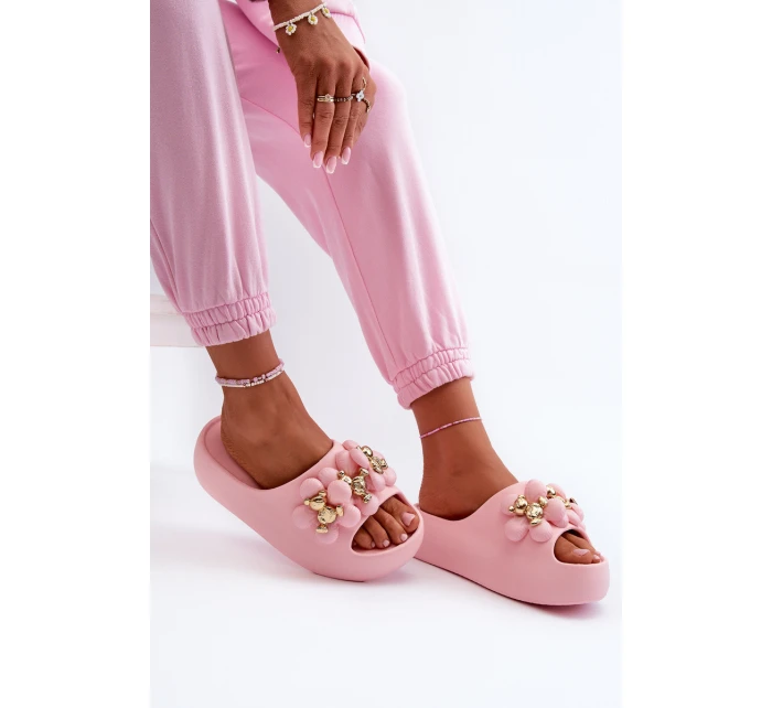 Dámské pěnové žabky s ozdobami na tlusté podrážce růžové od model 21666035 - Boto Dámské pěnové žabky s ozdobami na tlusté podrážce růžové od model 21666035 - Boto