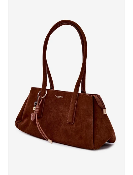 Eko semišová kabelka s přívěskem Camel Nelina