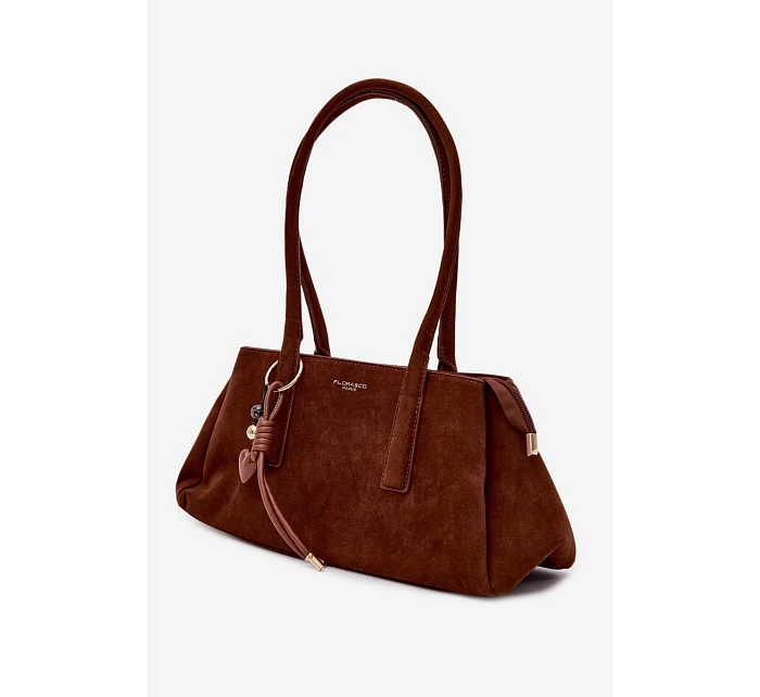 Eko semišová kabelka s přívěskem Camel Nelina