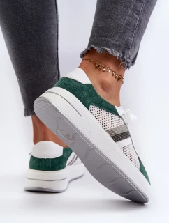 Dámské kožené tenisky D&A zeleno-bílé