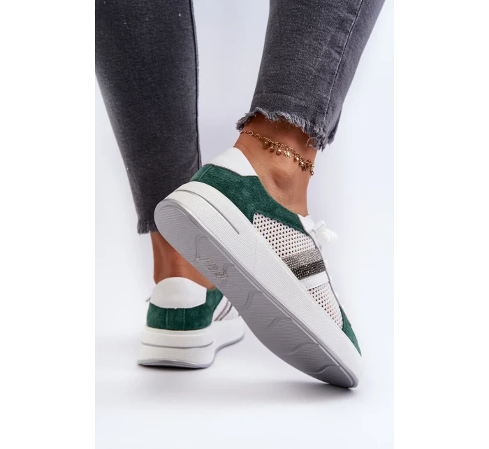 Dámské kožené tenisky D&A zeleno-bílé Dámské kožené tenisky D&A zeleno-bílé