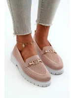 Dámské mokasíny na plochém podpatku se zlatými detaily, růžová Limentia Dámské mokasíny na plochém podpatku se zlatými detaily, růžová Limentia