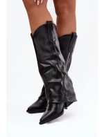 Dámské kotníkové kozačky kovbojky na podpatku Palira – černé, eko kůže Dámské kotníkové kozačky kovbojky na podpatku Palira – černé, eko kůže