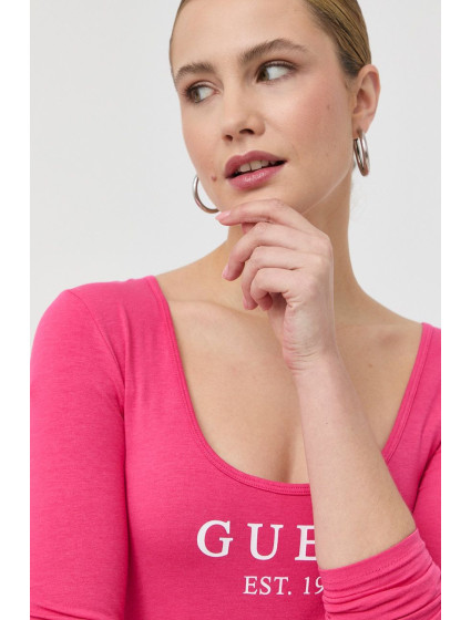 Dámské triko s dlouhým rukávem  růžová  model 17835566 - Guess