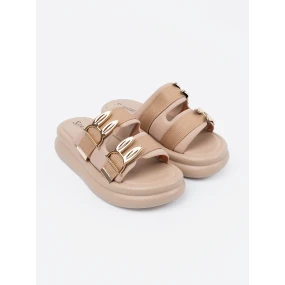 Módní dámské  nazouváky hnědé platforma