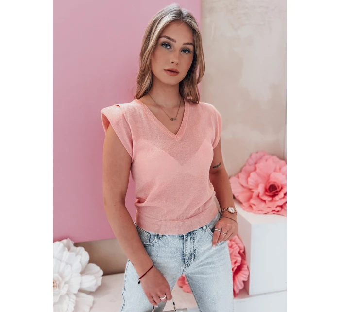 Dámská krátká halenka SELFINA světle růžová FashionStreet MY2438