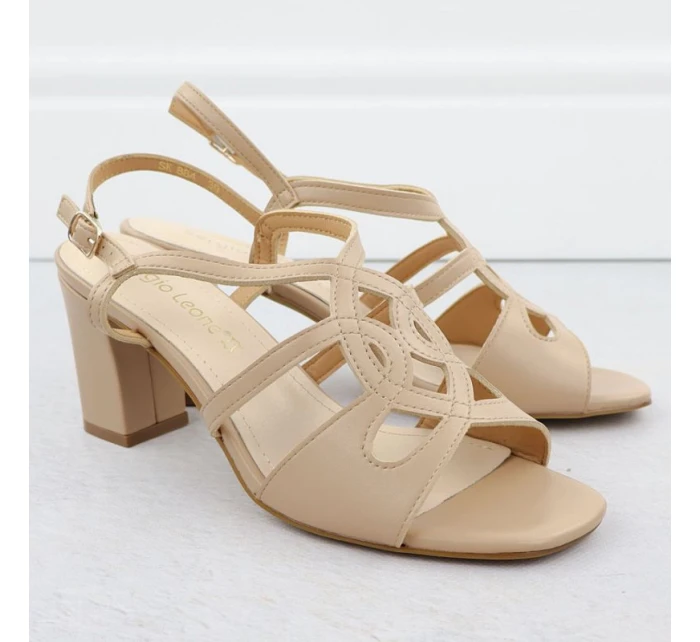 Béžové dámské sandály na jehlovém podpatku Sergio Leone SK884