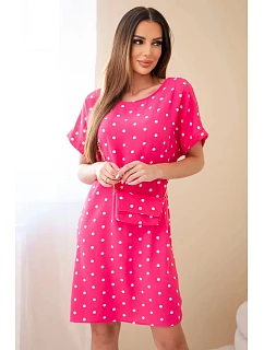 Dámské šaty s puntíky s krátkým rukávem a model 22064441 fuchsiová - K-Fashion
