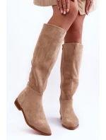 Kůže Kozačky S  Bežové model 21631943 - Boto