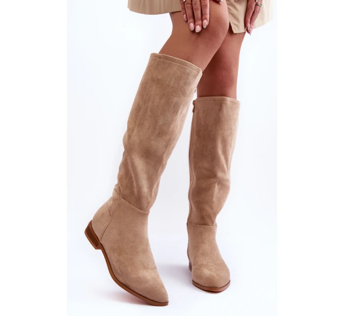 Kůže Kozačky S  Bežové model 21631943 - Boto