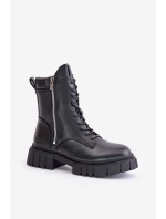 Zateplené boty workerky dámské z eko kůže Big Star MM274578 Černé Zateplené boty workerky dámské z eko kůže Big Star MM274578 Černé