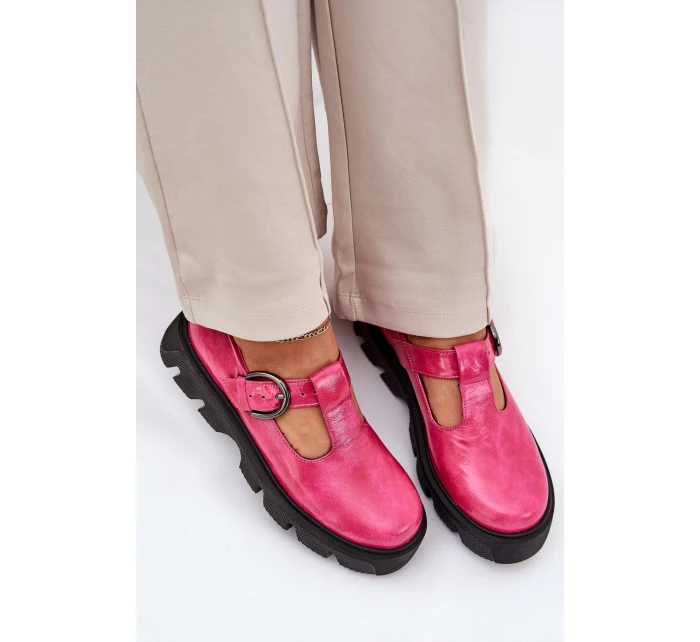 Lakované Kožené Polobotky S Přezkou model 21686537 Fuchsie - Zazoo Lakované Kožené Polobotky S Přezkou model 21686537 Fuchsie - Zazoo