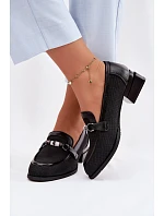 Dámské polobotky na podpatku s ozdobným detailem Černé Meliva