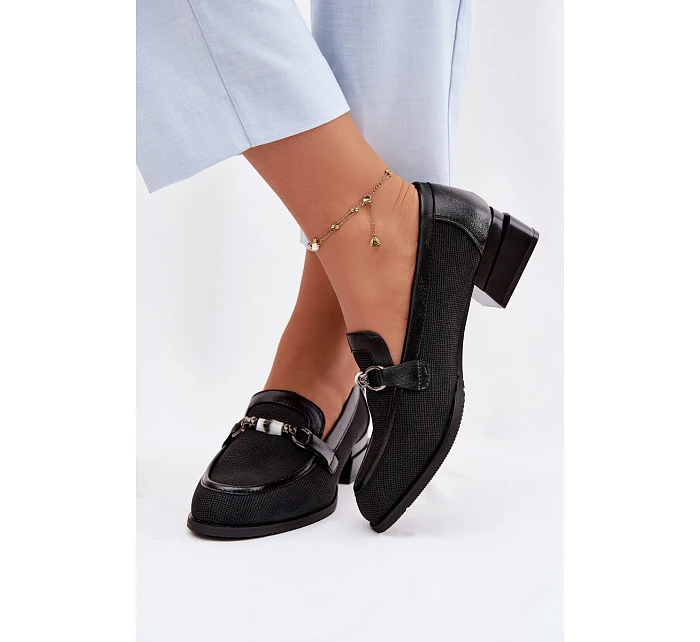 Dámské polobotky na podpatku s ozdobným detailem Černé Meliva