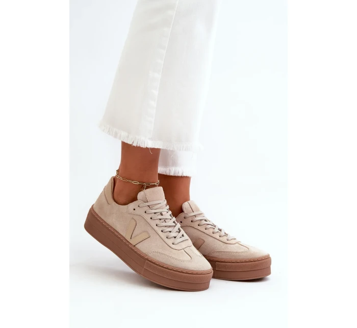 Dámské semišové tenisky Zazoo na platformě béžové Dámské semišové tenisky Zazoo na platformě béžové