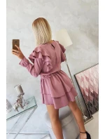 Dámské šaty se volány tmavě růžové  model 20298086 - Kesi