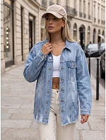 Dámská džínová bunda oversize s odřeninami, světle modrá, FashionStreet TY5686 Dámská džínová bunda oversize s odřeninami, světle modrá, FashionStreet TY5686