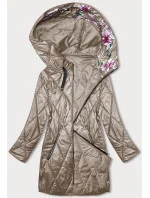 Dámská bunda v barvě cappuccino s ozdobnou kapucí model 19552458 - S'WEST