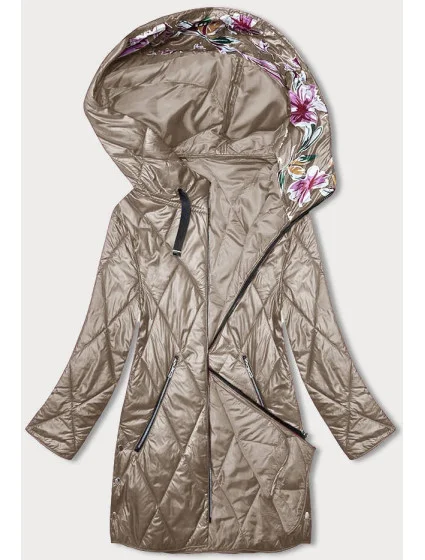 Dámská bunda v barvě cappuccino s ozdobnou kapucí model 19552458 - S'WEST