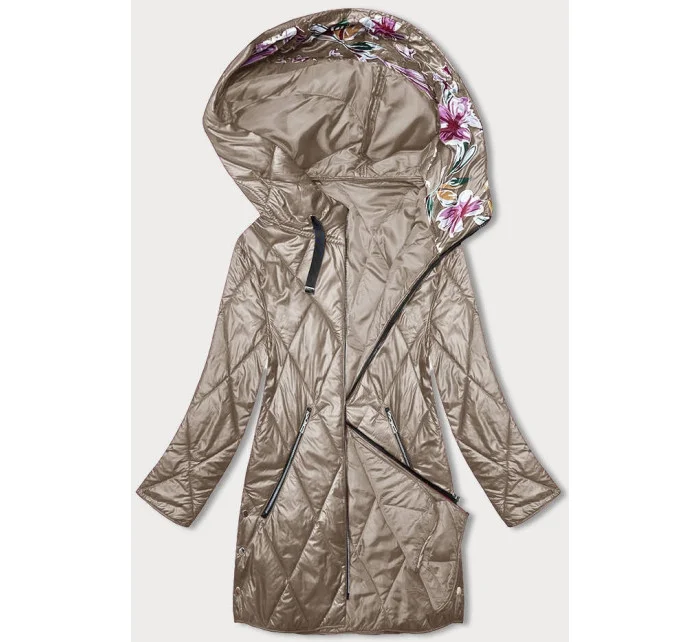 Dámská bunda v barvě cappuccino s ozdobnou kapucí model 19552458 - S'WEST