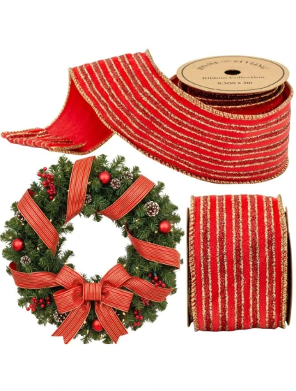 ZLATÝ PÁSEK 6,3 cmx3 m ČERVENÝ