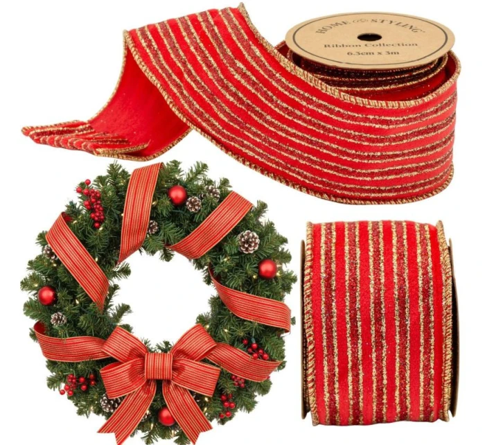 ZLATÝ PÁSEK 6,3 cmx3 m ČERVENÝ