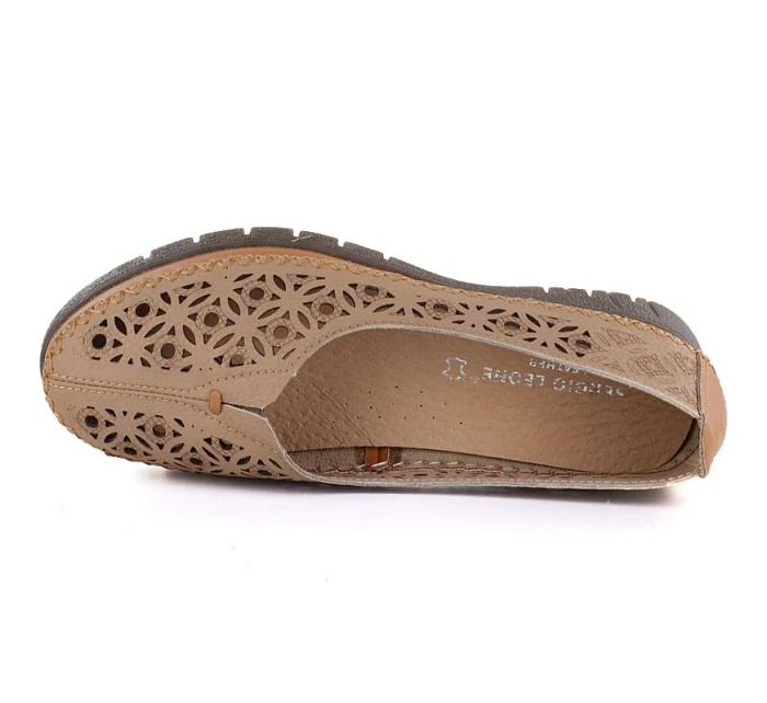 Sergio model 22097205 hnědá kožená prolamovaná dámská polobotka - LEONE Sergio model 22097205 hnědá kožená prolamovaná dámská polobotka - LEONE