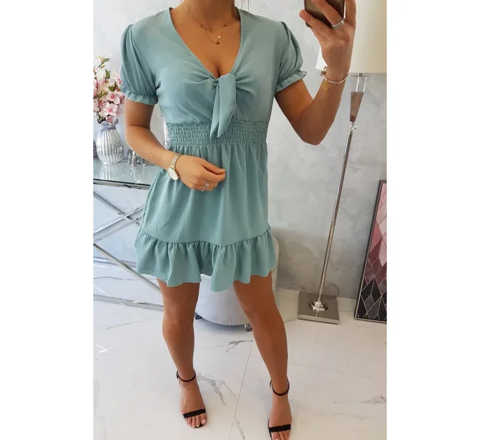 Šaty s vázaným výstřihem do V mořsky modré