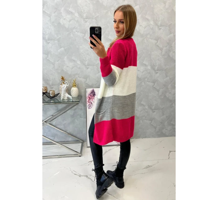 Pruhovaný svetr malinová + růžová Pruhovaný svetr malinová + růžová